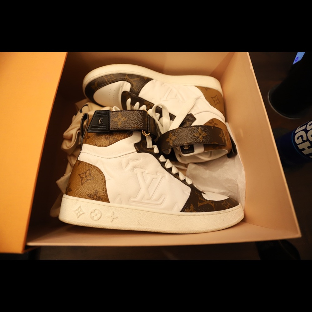 Louis Vuitton White and Brown Sneakers